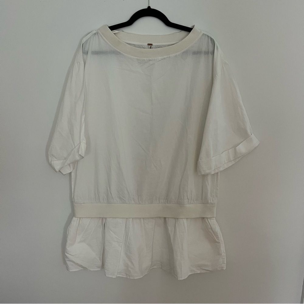 Free People Pullover Drop Waist Cotton Mini tunic shirt dress Size XS NEW